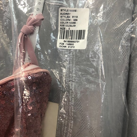 New Dusty Rose Gold Blush Sequin Dress, Aline Bridesmaid Formal Sparkle G&G - Picture 6 of 13